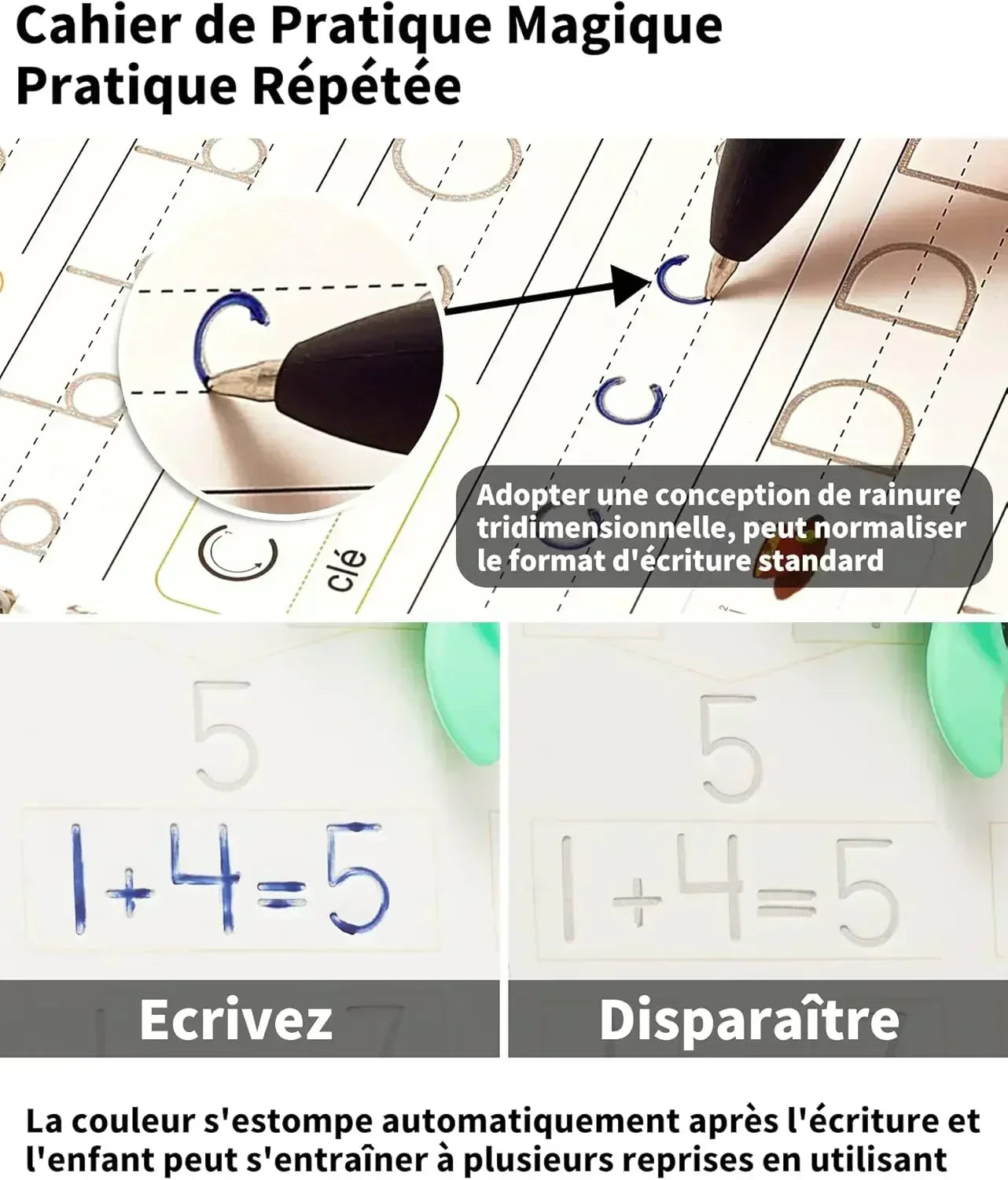 Pack de 4 Cahiers Magiques Réutilisables – Funnybook™ (T)