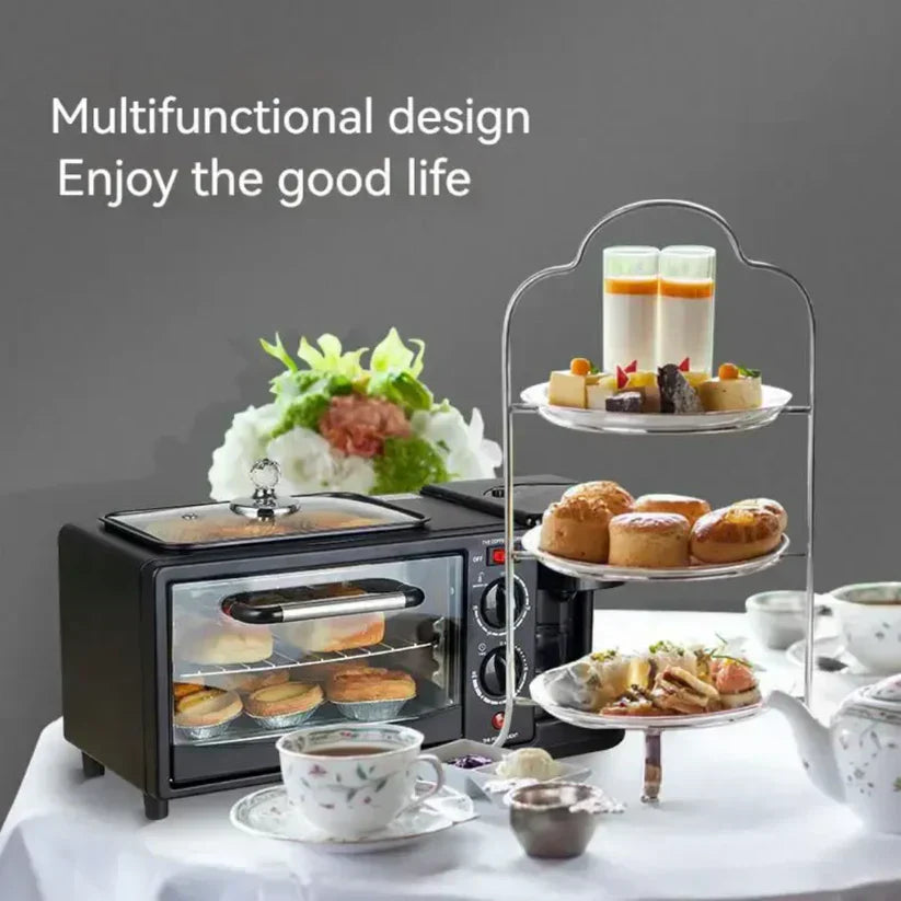 Machine 3-en-1 : grille-pain, cafetière, plaque