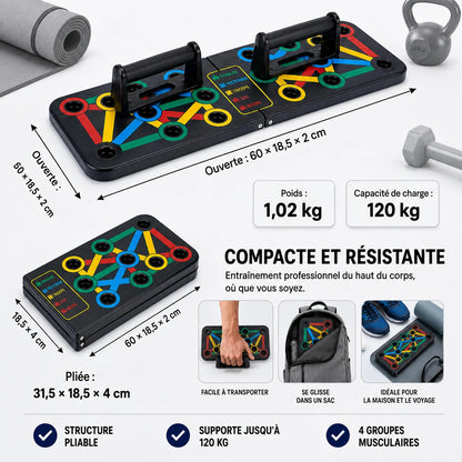 Planche de pompes pliable avec poignées réglables