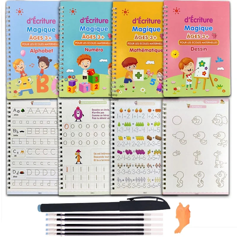 Cahier de Copie Magique pour Enfants avec Stylo Réutilisable