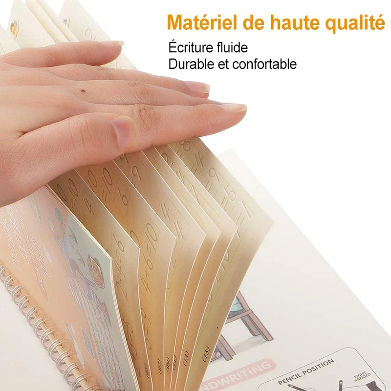 Cahier de Copie Magique pour Enfants avec Stylo Réutilisable