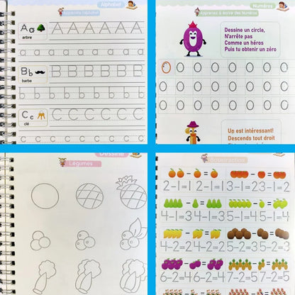 Cahier de Copie Magique pour Enfants avec Stylo Réutilisable