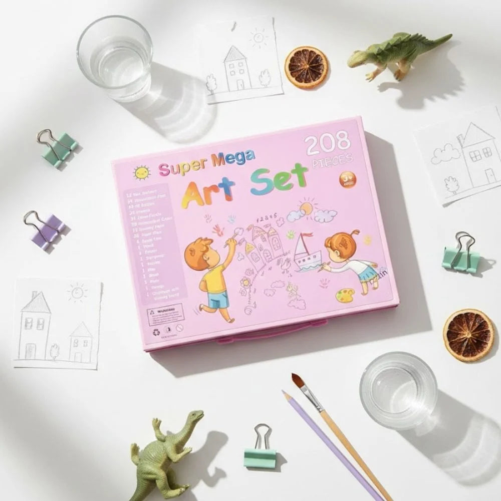 Kit de Coloriage 208 Pièces - Mallette d'Art Complète avec Chevalet