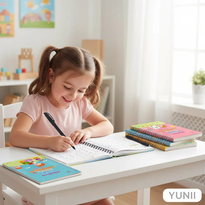 Cahier de Copie Magique pour Enfants avec Stylo Réutilisable